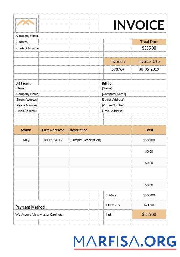 Realistic Monthly Rent Invoice Template
